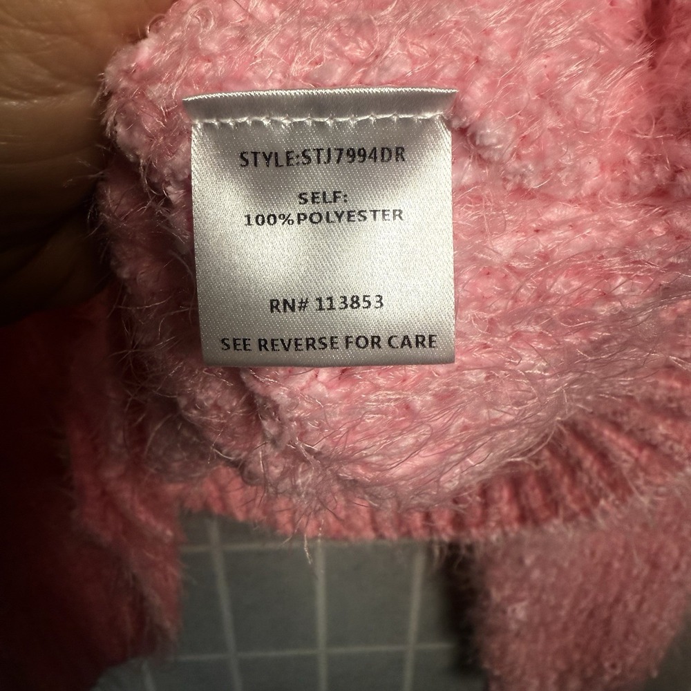 Sugarlips Cardigan Sweater Womens Large Berry Bliss Pink Fuzzy Preppy Coquette - Picture 8 of 9